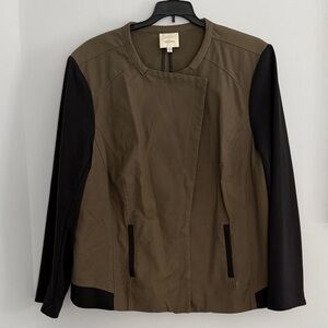 Sejour Two-Tone Utility Jacket in Olive and Black
